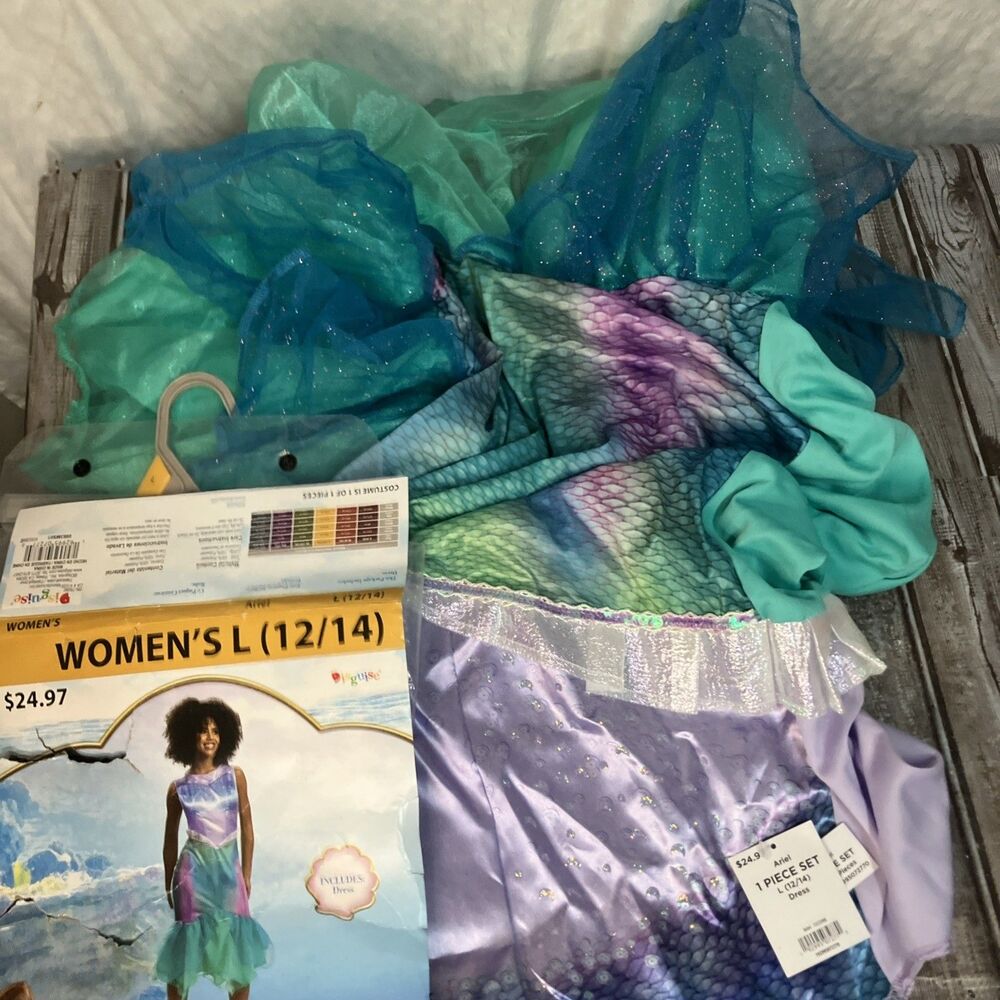 New Disney Disguise Little Mermaid Ariel Adult Costume Halloween Party L 12/14